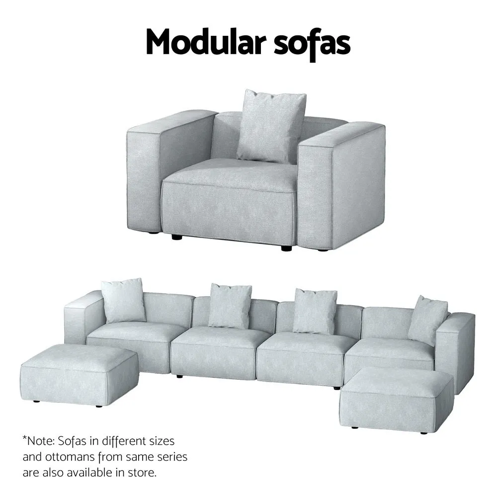 Modular Linen Sofa Chaise Set, High Resilience, 2-Seater - Artiss