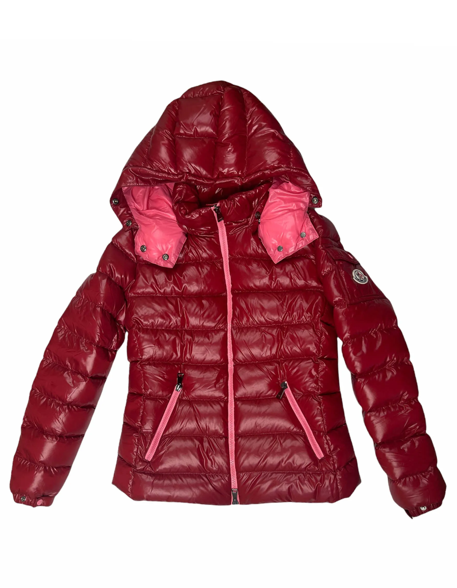 Moncler Red Badyfur Down Jacket w/Fox Trim sz 1/US S