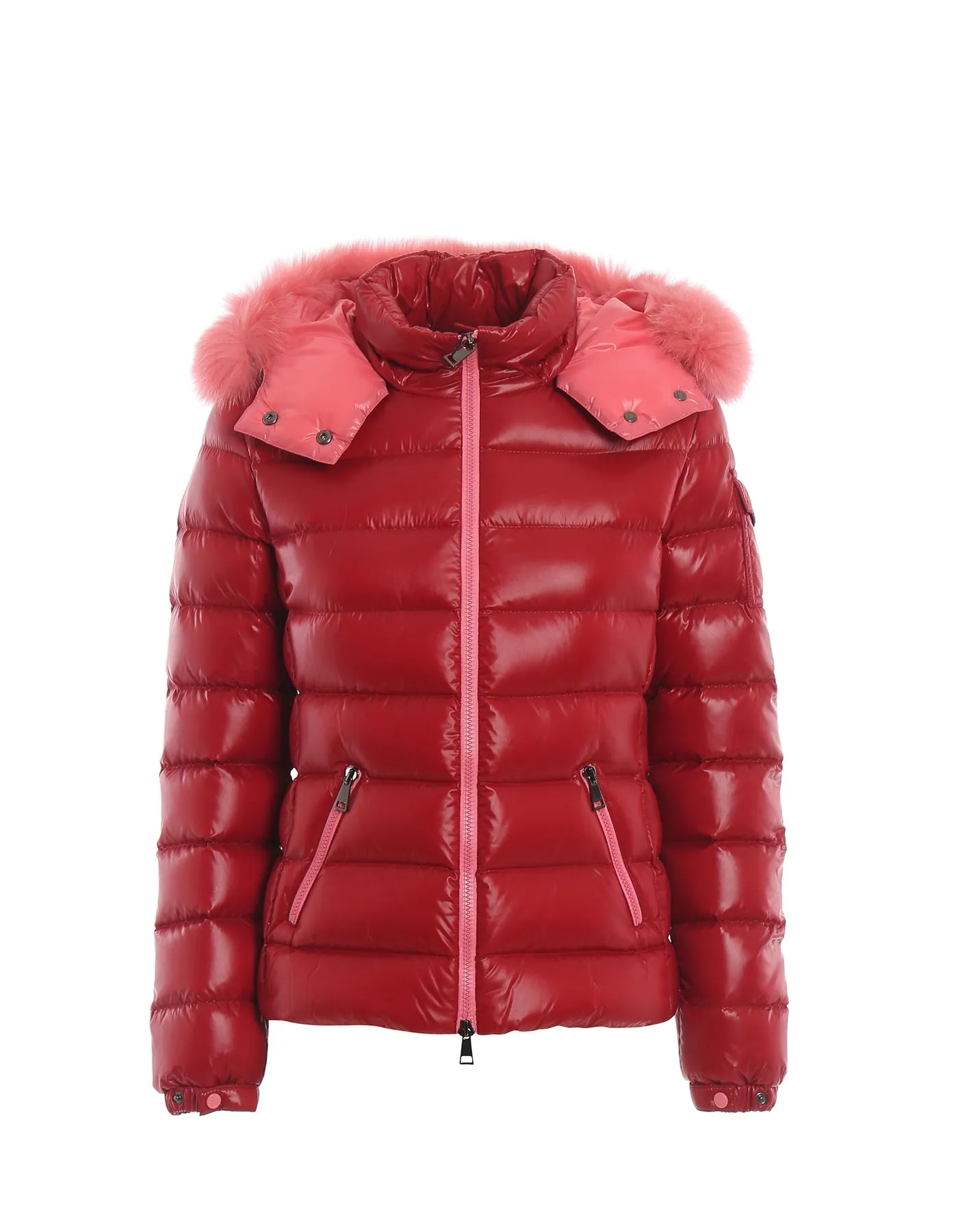 Moncler Red Badyfur Down Jacket w/Fox Trim sz 1/US S