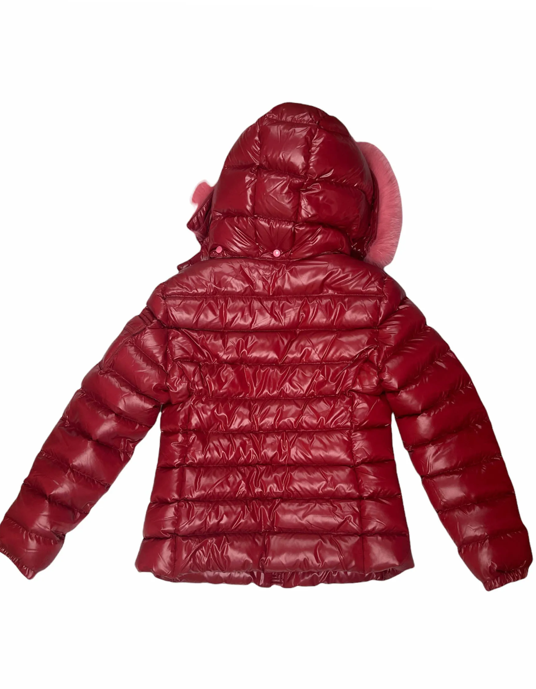 Moncler Red Badyfur Down Jacket w/Fox Trim sz 1/US S