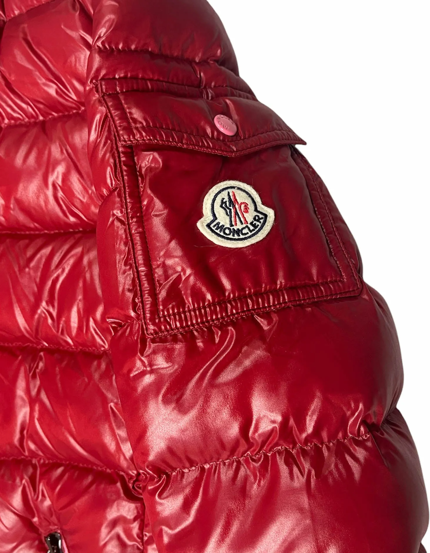 Moncler Red Badyfur Down Jacket w/Fox Trim sz 1/US S