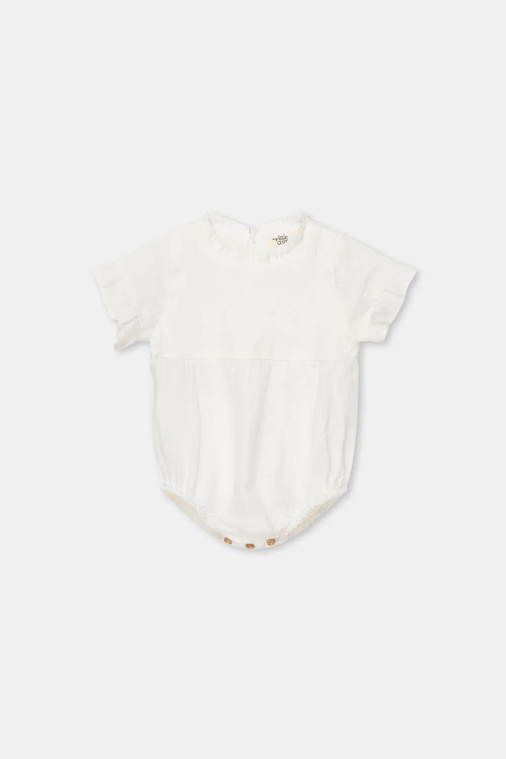 MY LITTLE COZMO IVORY LALI LINEN ROMPER