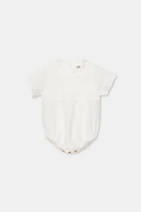 MY LITTLE COZMO IVORY LALI LINEN ROMPER