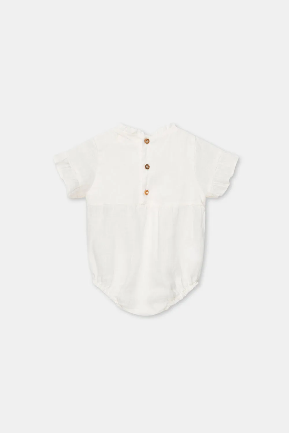 MY LITTLE COZMO IVORY LALI LINEN ROMPER