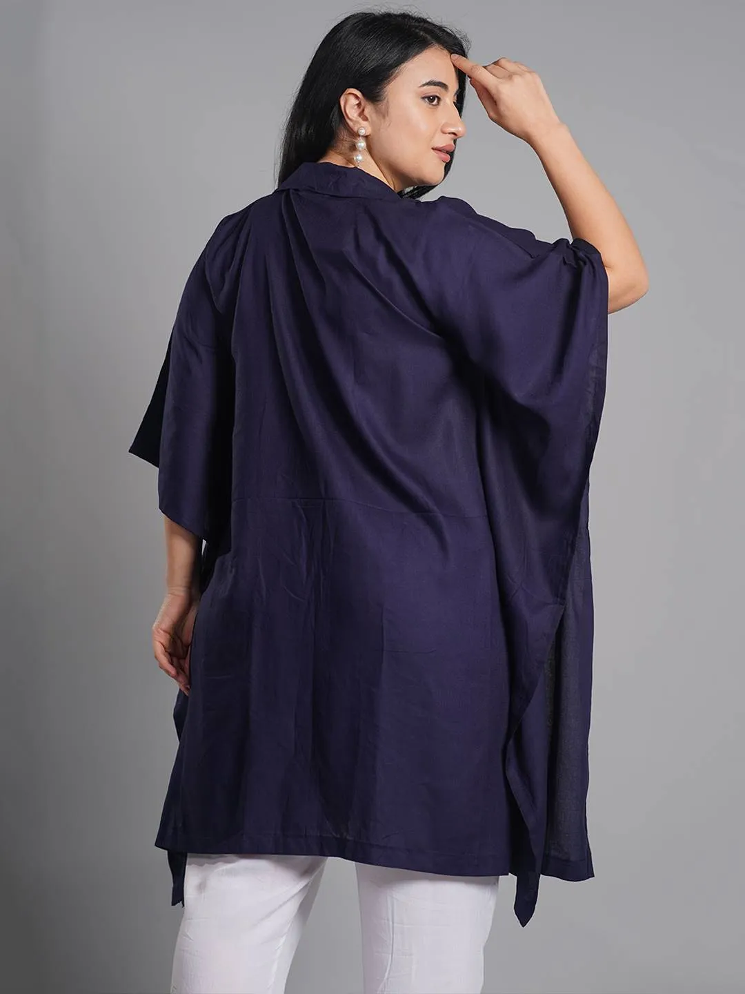 Navy Rayon ShirtKurta - Lily