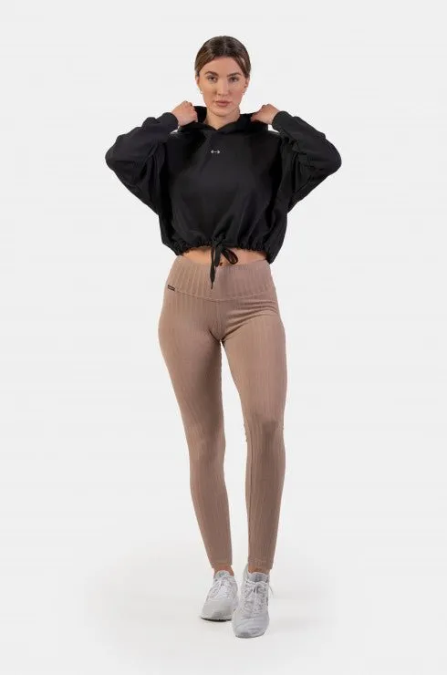 Nebbia Organic Cotton Ribbed High-Waist Leggings 405 - Brown