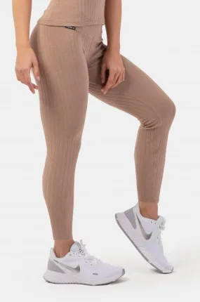Nebbia Organic Cotton Ribbed High-Waist Leggings 405 - Brown