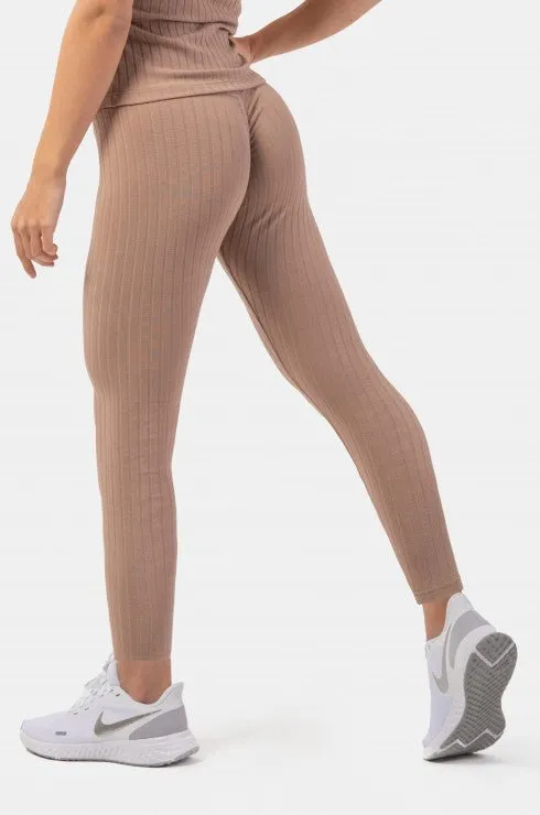 Nebbia Organic Cotton Ribbed High-Waist Leggings 405 - Brown