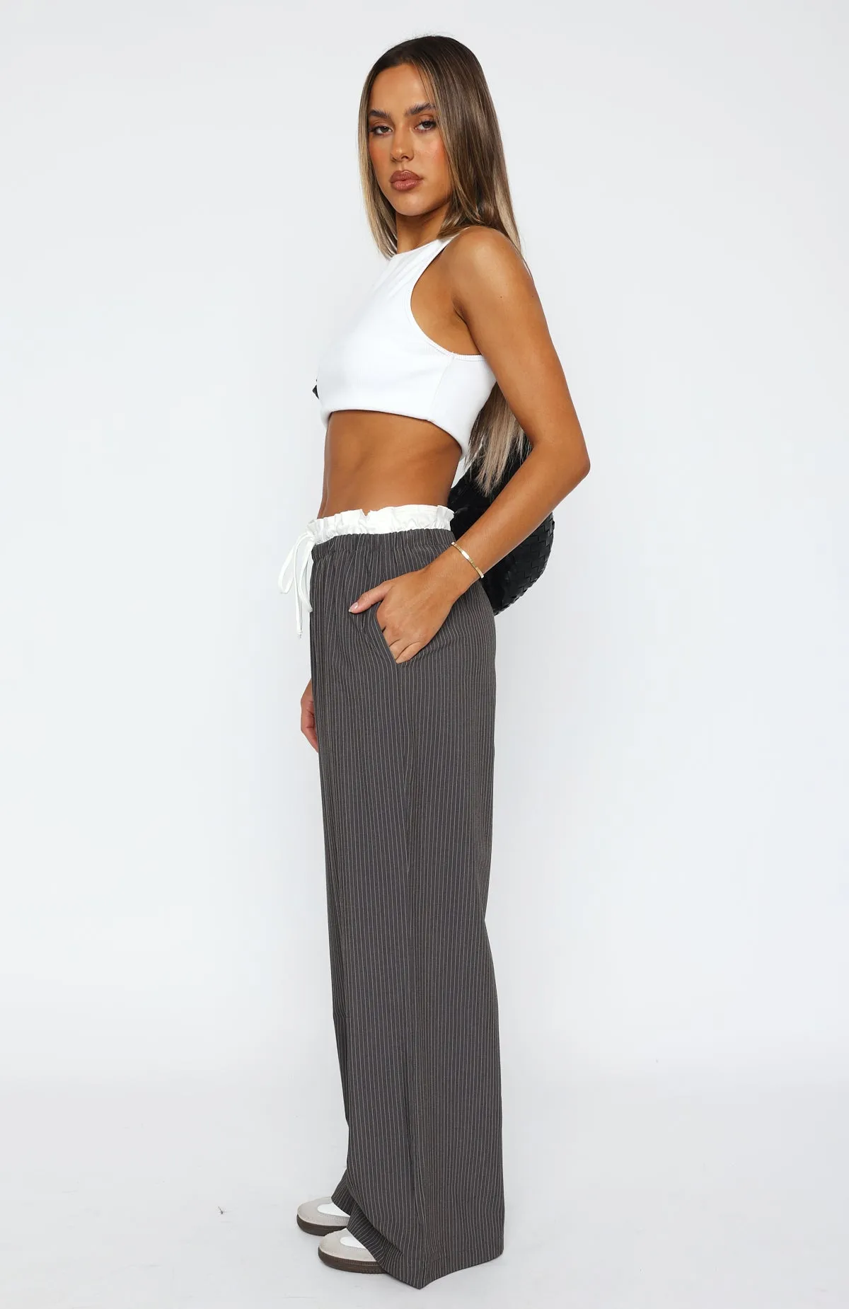 Never Leave My Side Pants Grey Pinstripe