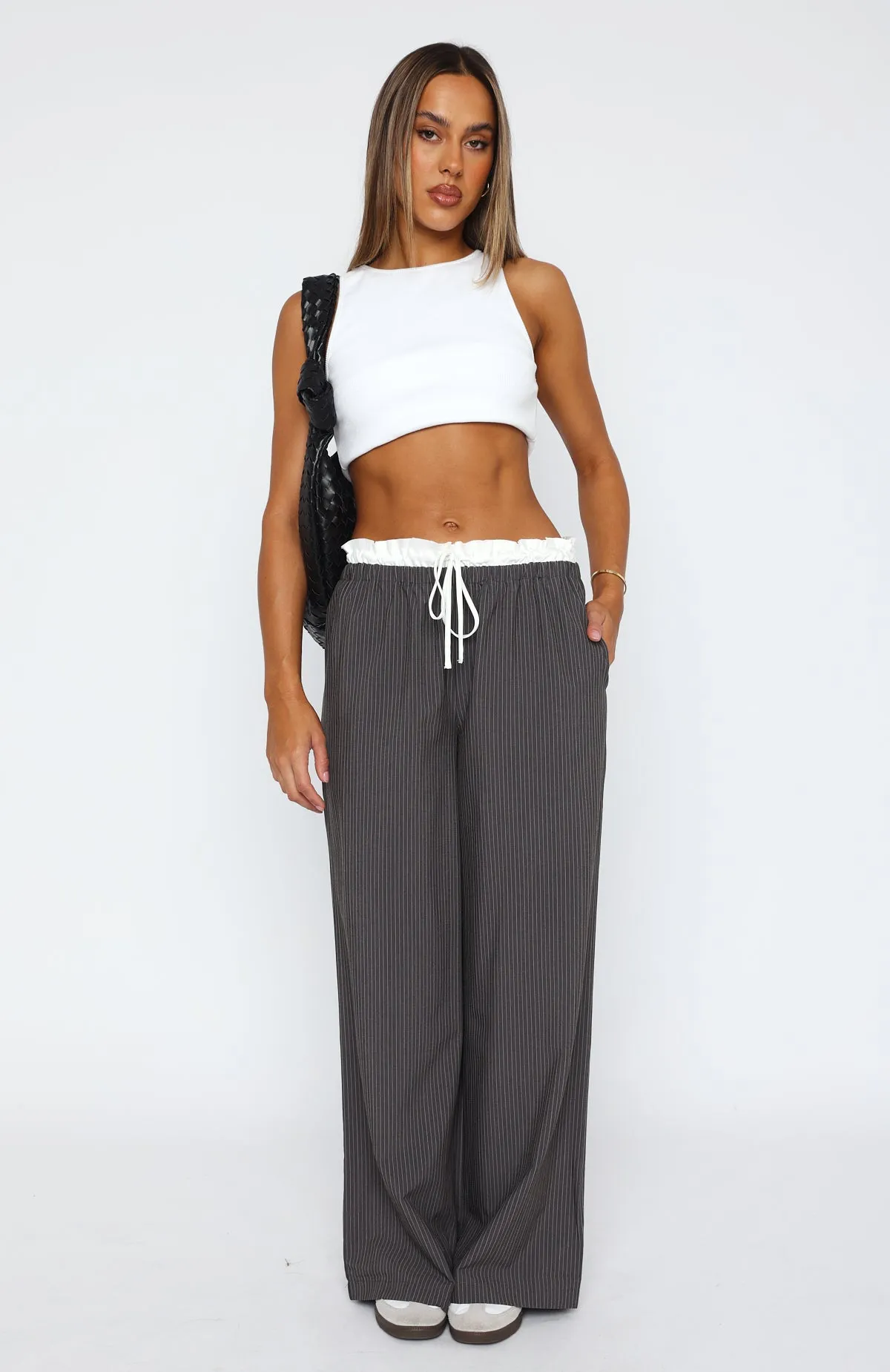 Never Leave My Side Pants Grey Pinstripe