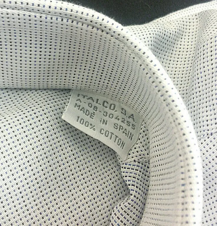New- Ermenegildo Zegna- White/Blue Pin-Dot Dress Shirt- size (43) 17