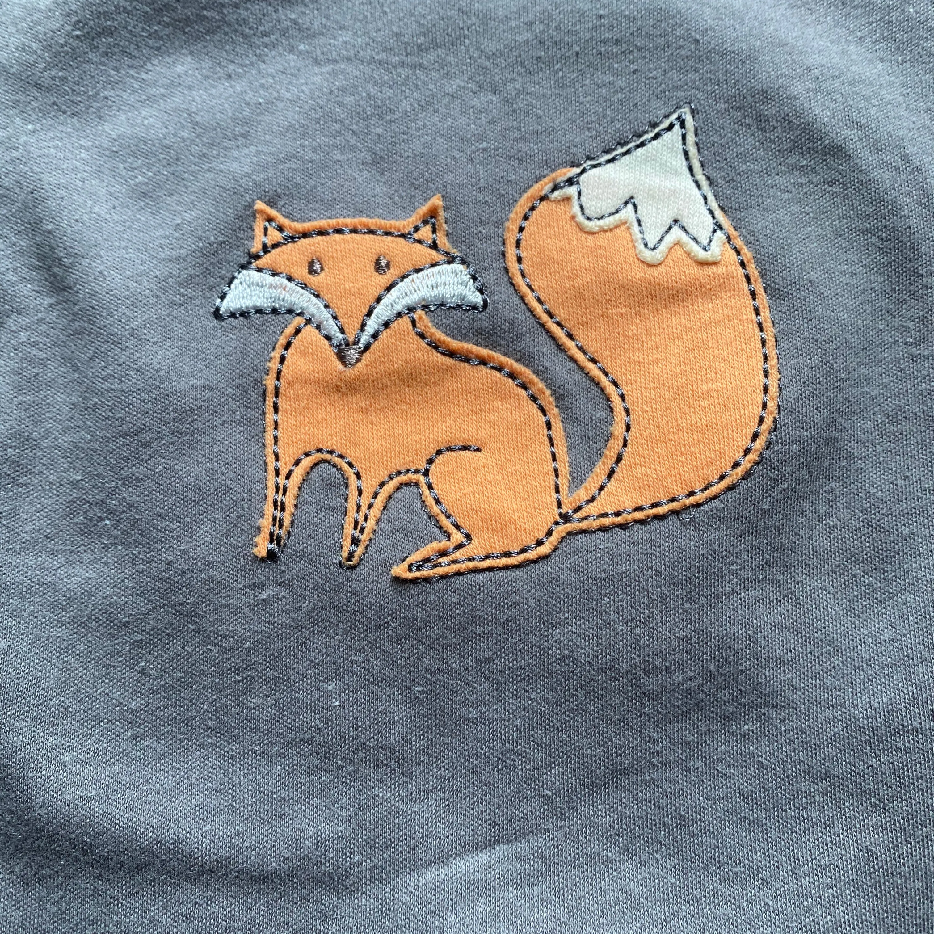 NEW Hudson Baby Gray Fox Applique Cotton Romper