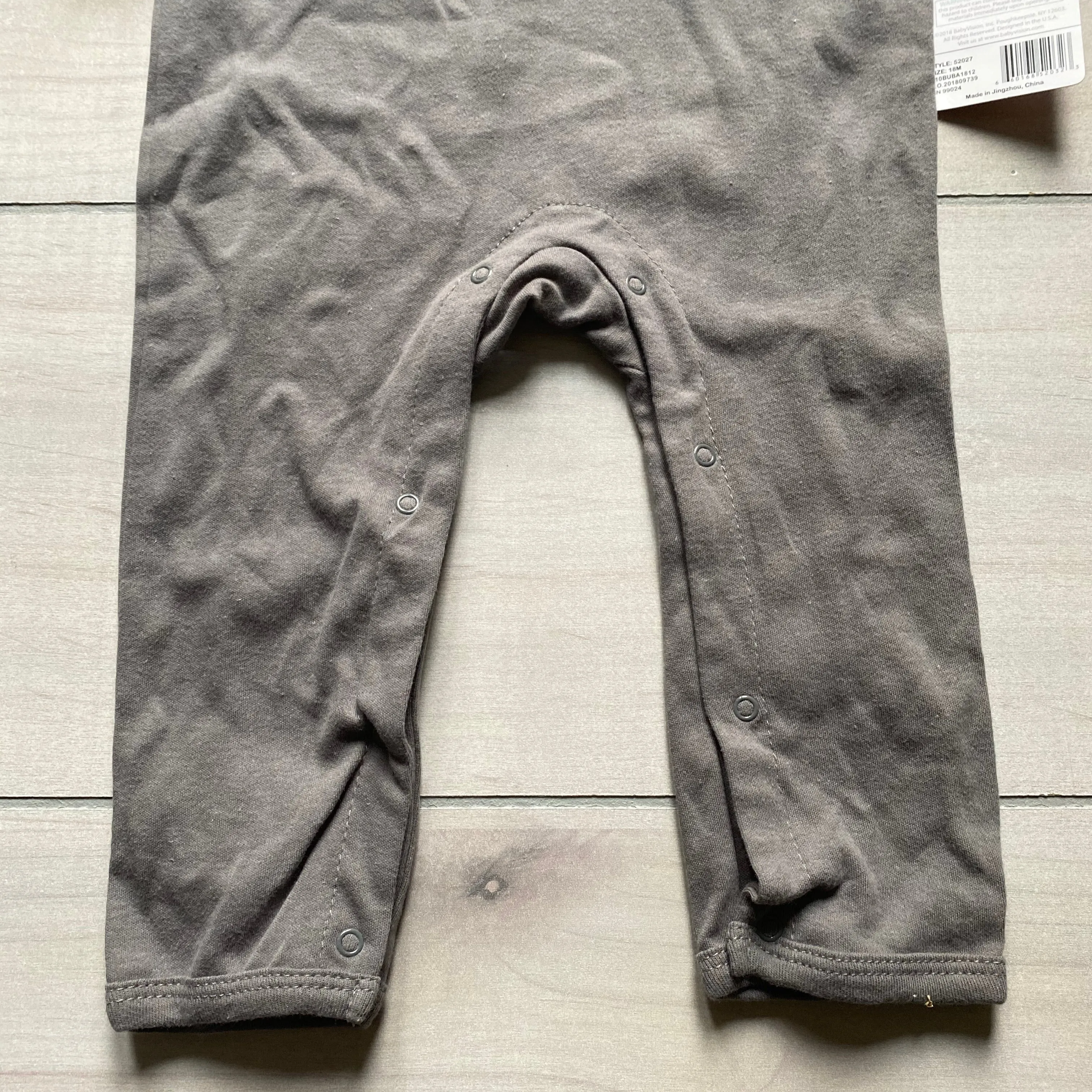 NEW Hudson Baby Gray Fox Applique Cotton Romper