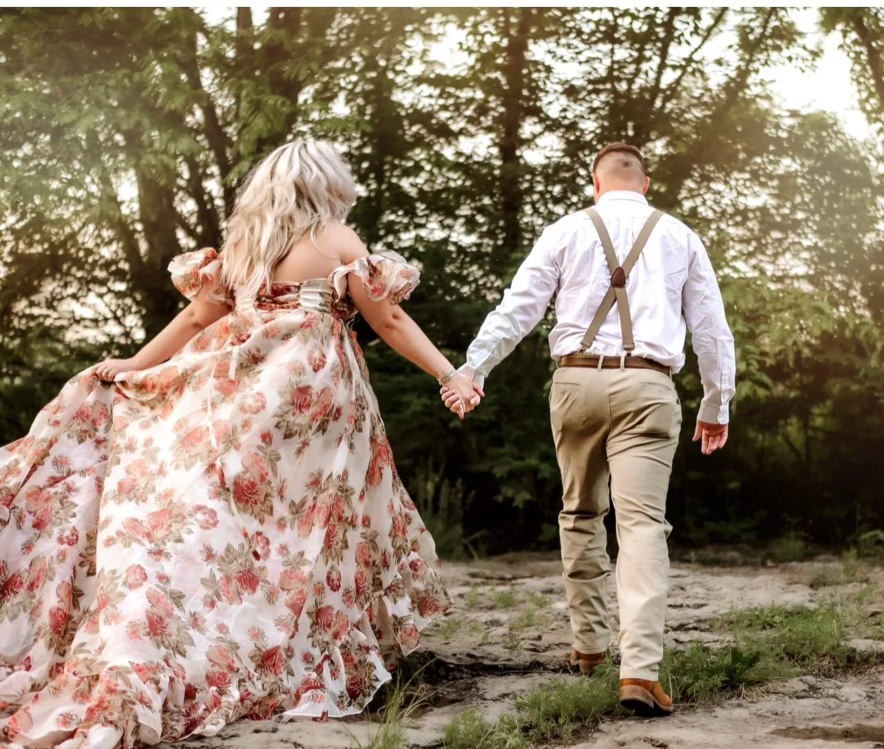 New Print Floral Silk Soft Organza Off Shoulder Wedding Party Dress Photo Shoot Dress Maxi Dress with Long Train YW230323