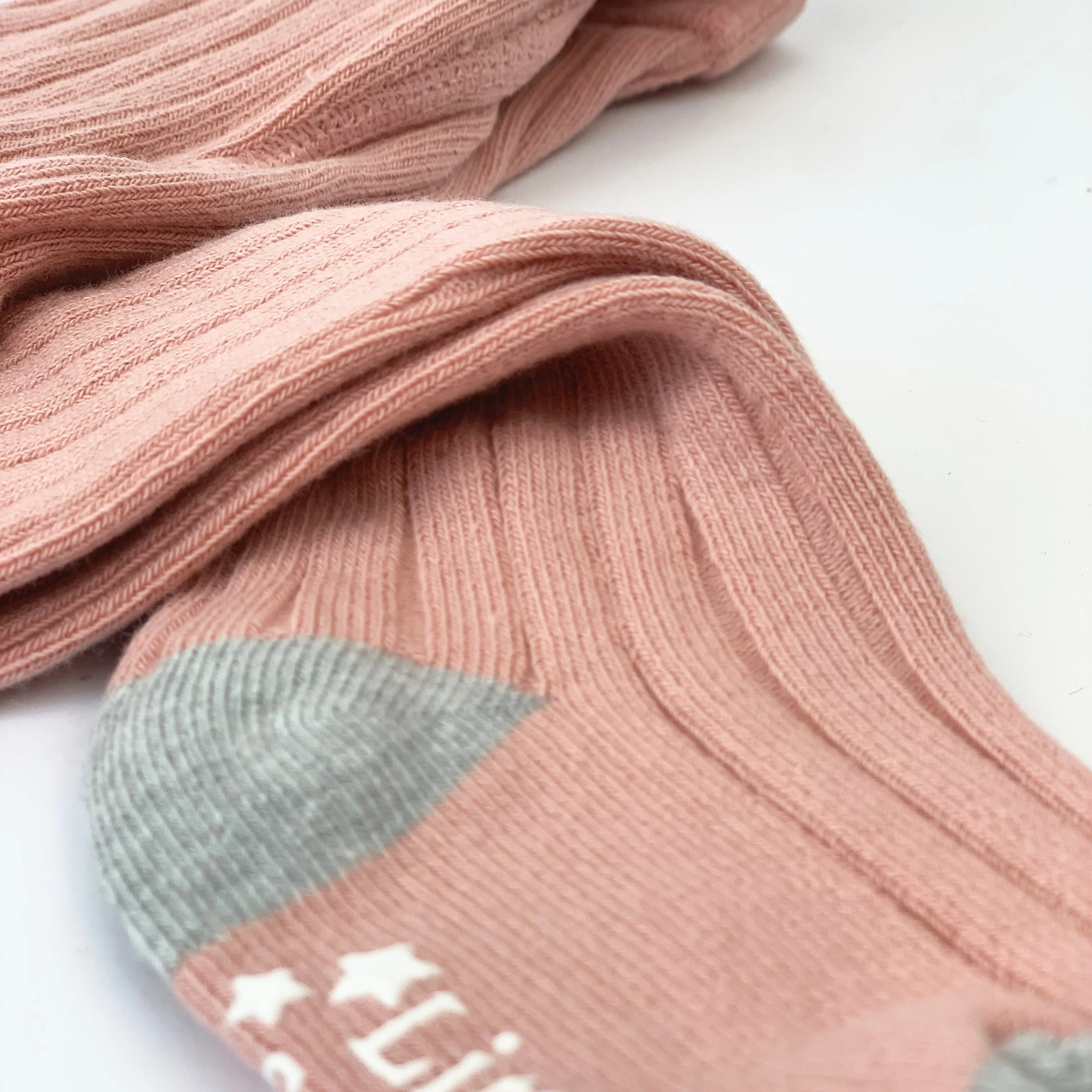 Non-Slip Super Soft Ribbed Baby and Toddler Tights in Shell Pink