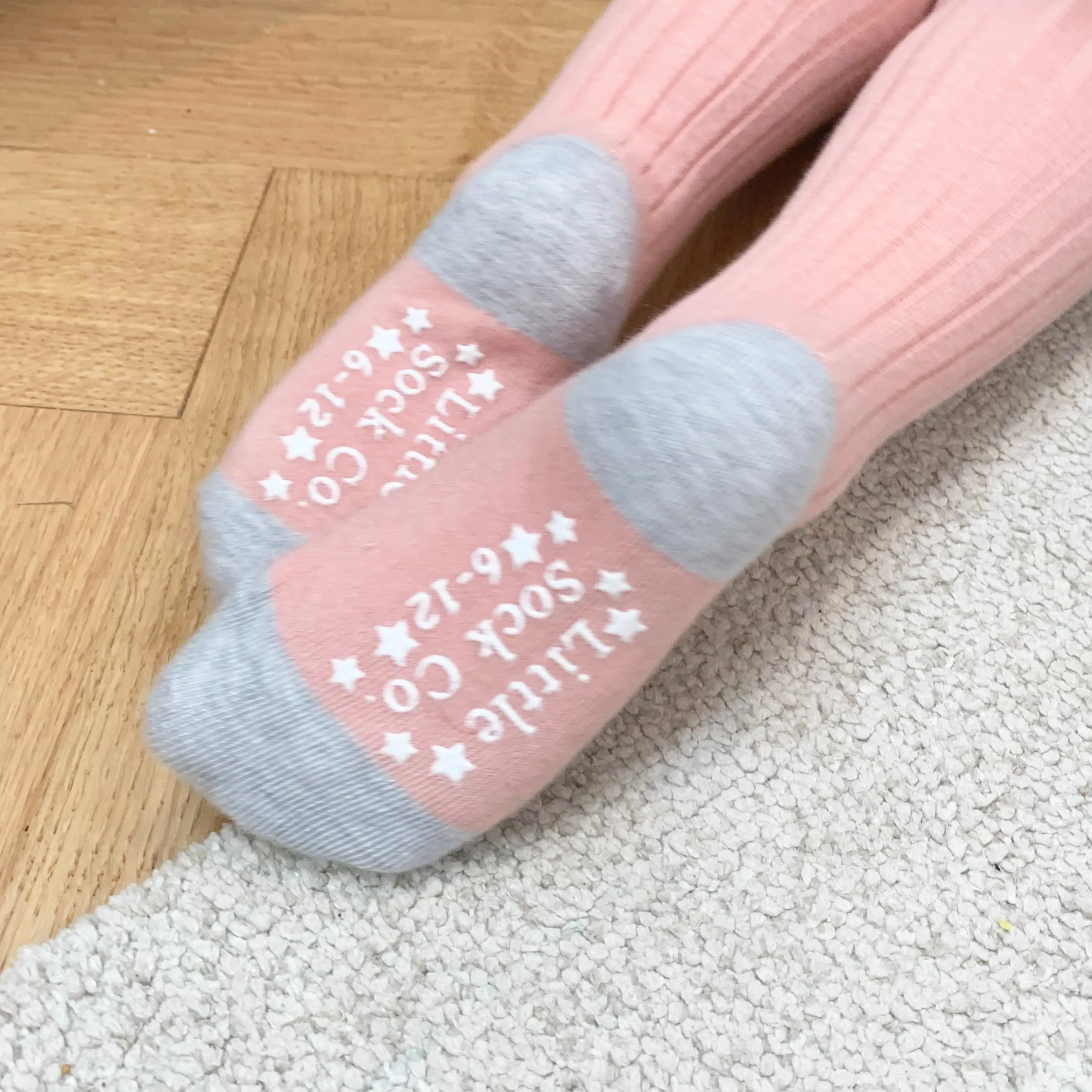 Non-Slip Super Soft Ribbed Baby and Toddler Tights in Shell Pink