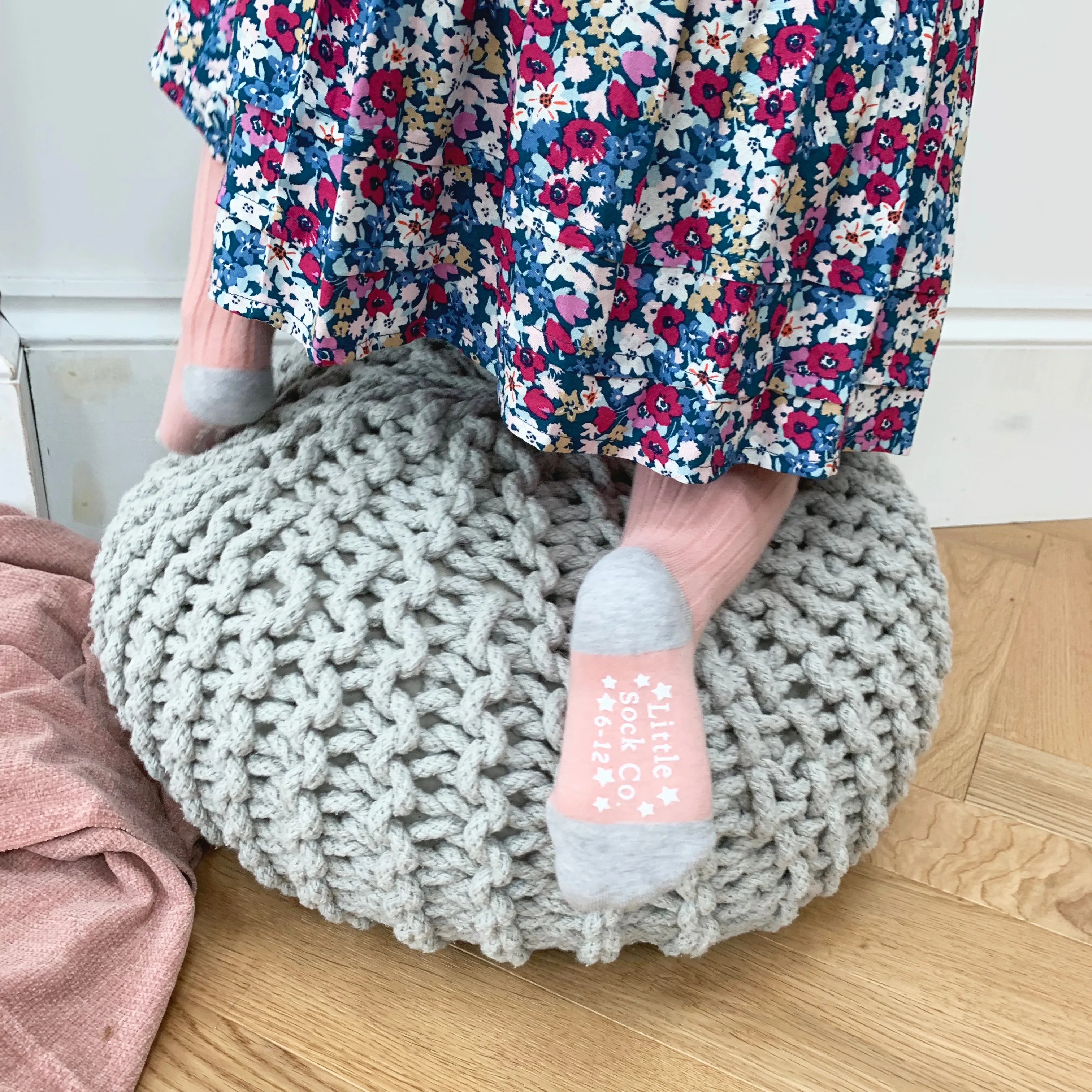 Non-Slip Super Soft Ribbed Baby and Toddler Tights in Shell Pink