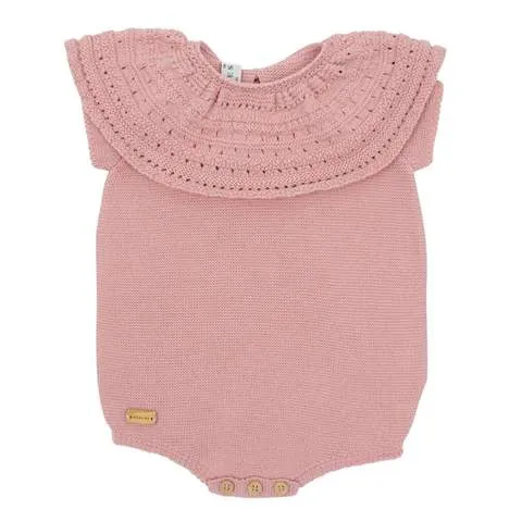 Nueces Girls Pink Collared Romper