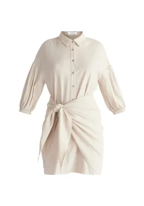 Oatmeal Linen Blend Shirt Dress