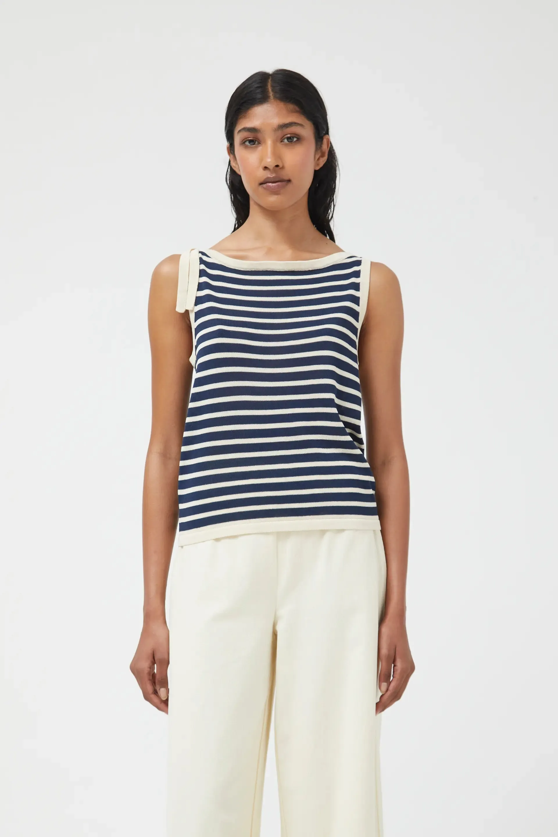 Off White Straight Cut Cotton Pants