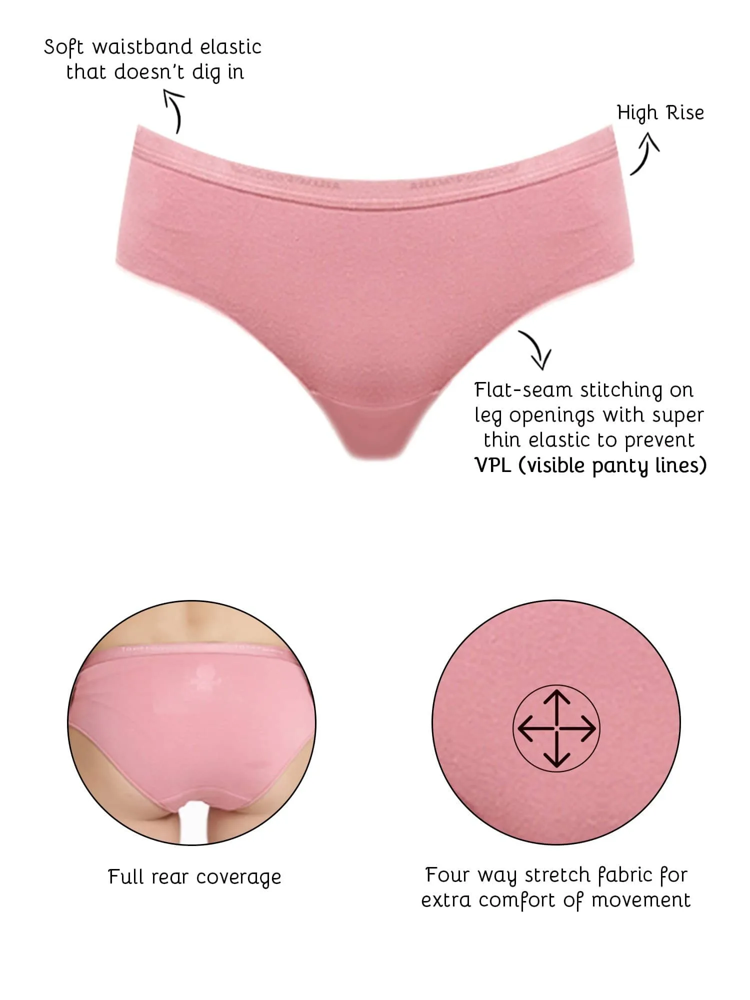 Organic Cotton Antimicrobial  High waist Hipster (Pack Of 2)-ISP002-Mauve_Mauve-
