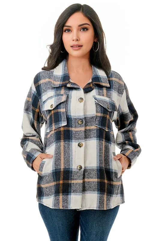 Oversized plaid flannel shacket