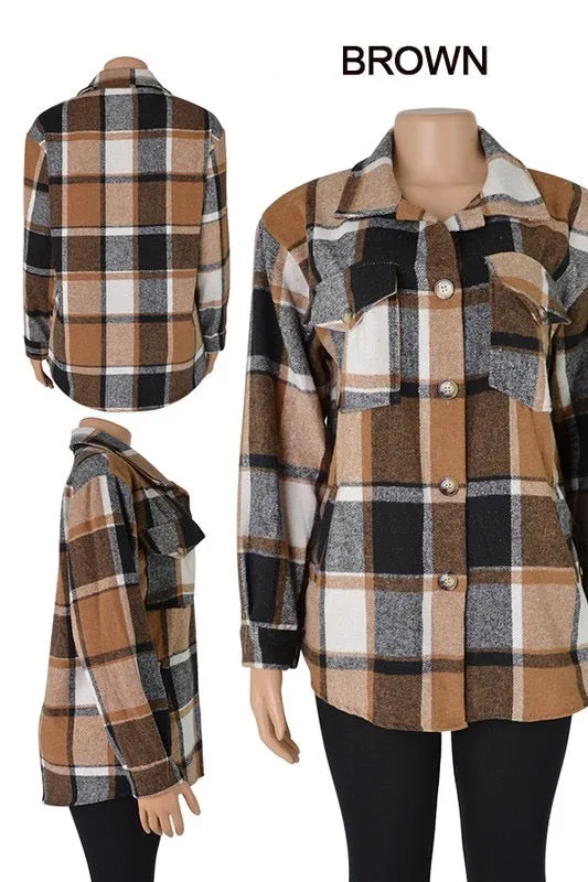 Oversized plaid flannel shacket