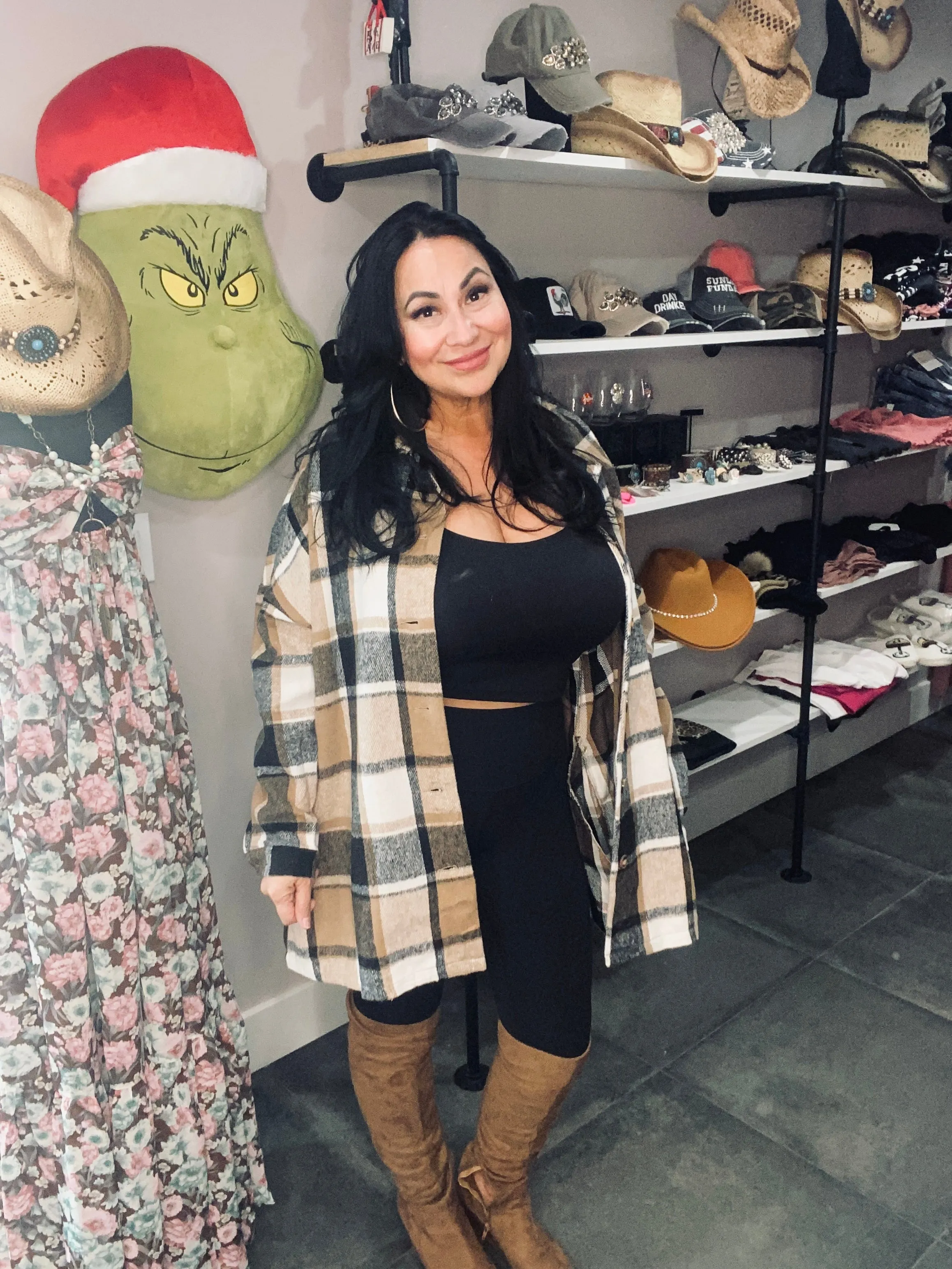 Oversized plaid flannel shacket