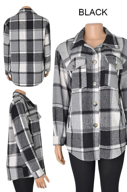 Oversized plaid flannel shacket
