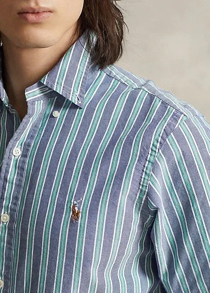 Oxford Shirt - Stripe - Navy & Green