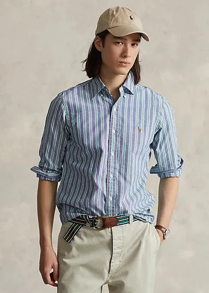 Oxford Shirt - Stripe - Navy & Green