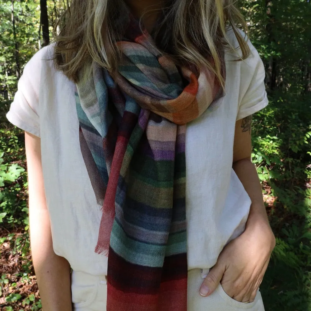 Pangden Wool/Silk Scarf - Earth Stripes