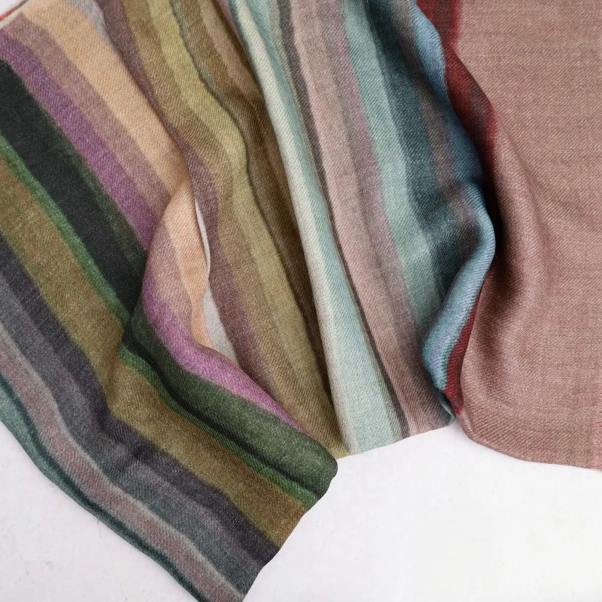 Pangden Wool/Silk Scarf - Earth Stripes