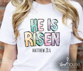 Pastel He Is Risen Shirt, Cute Easter Religious Graphic Tee