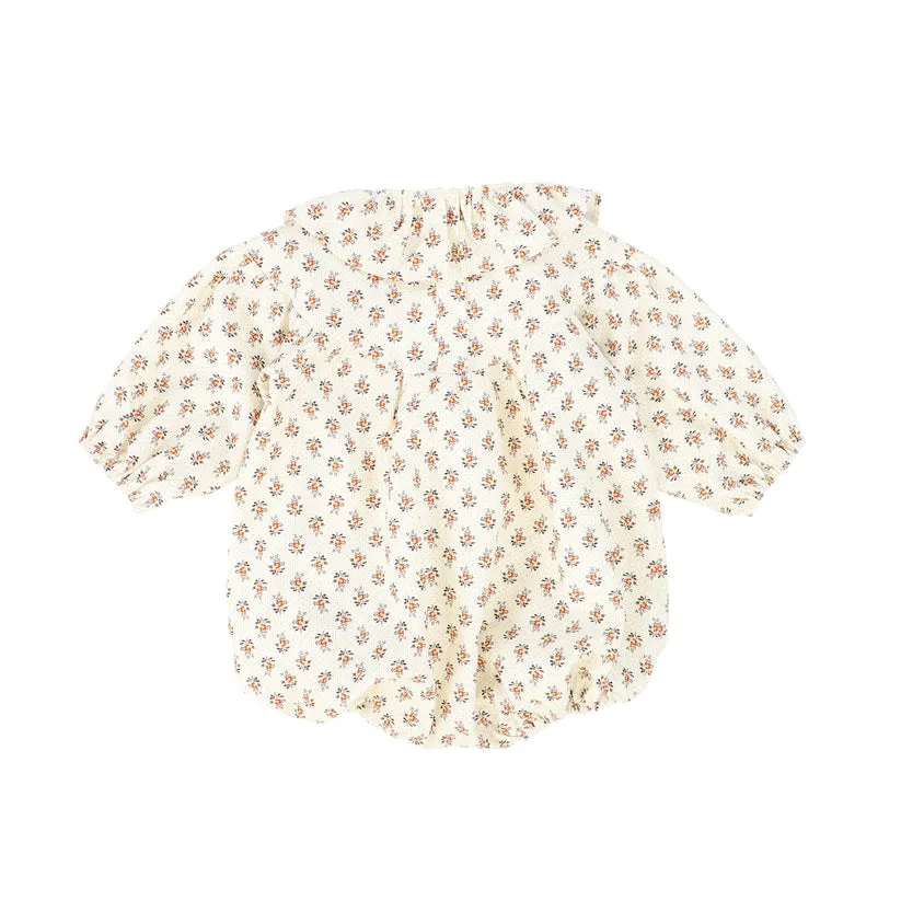PETITE AMALIE FLOWER PRINT RUFFLE COLLAR ROMPER