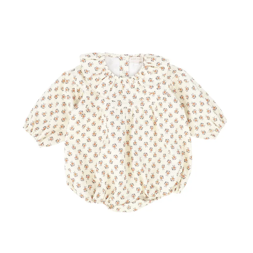 PETITE AMALIE FLOWER PRINT RUFFLE COLLAR ROMPER