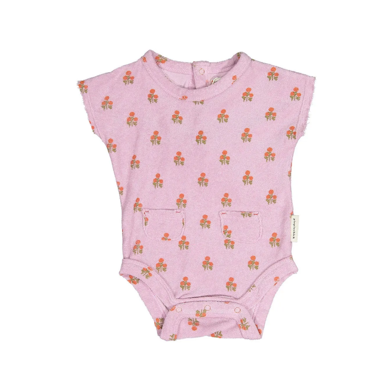 PIUPIUCHICK LILAC W/ FLOWER TERRY ROMPER