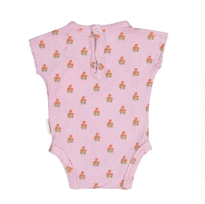 PIUPIUCHICK LILAC W/ FLOWER TERRY ROMPER
