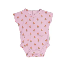 PIUPIUCHICK LILAC W/ FLOWER TERRY ROMPER