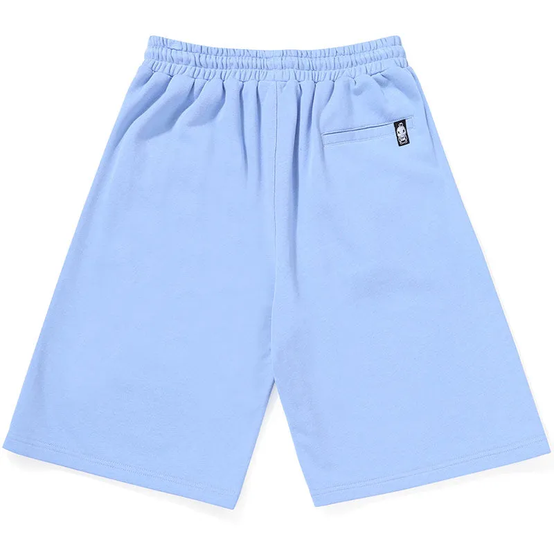 Plain Asymmetric Pocket Print Loose Shorts