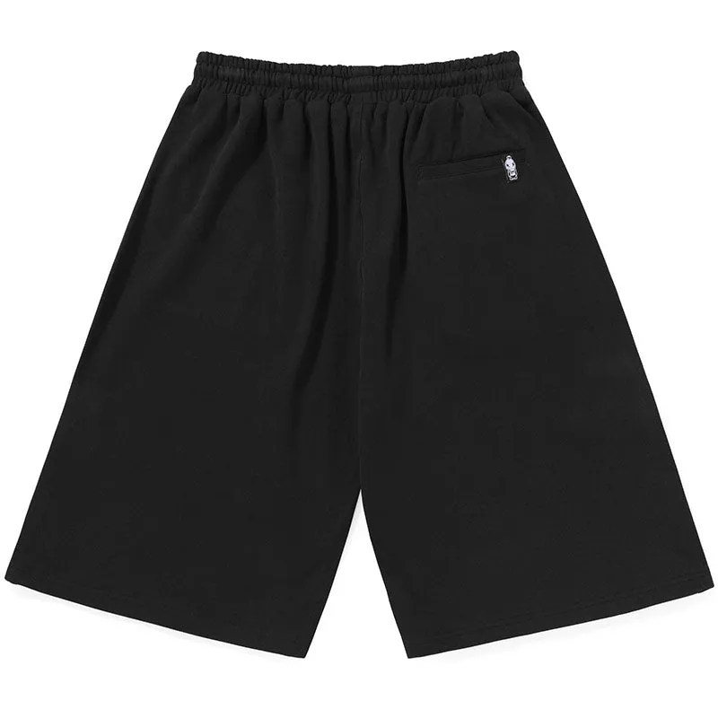 Plain Asymmetric Pocket Print Loose Shorts