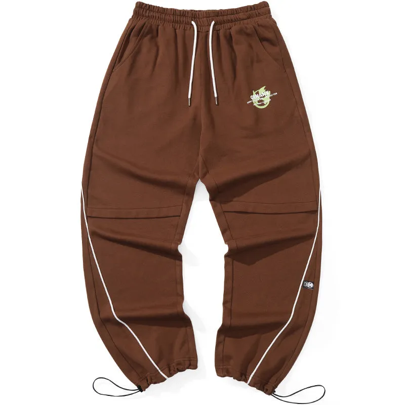 Plain Print Spliced Stripes Loose Casual Pants