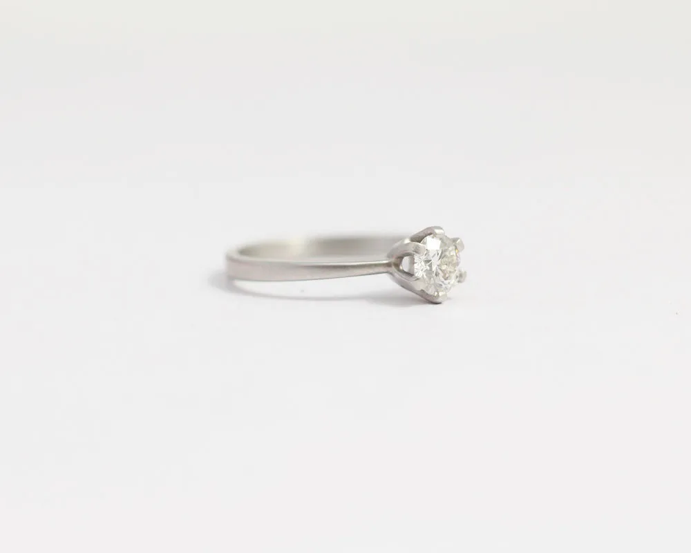 Platinum Engagement Ring with 6 Claw Set Ethical Diamond