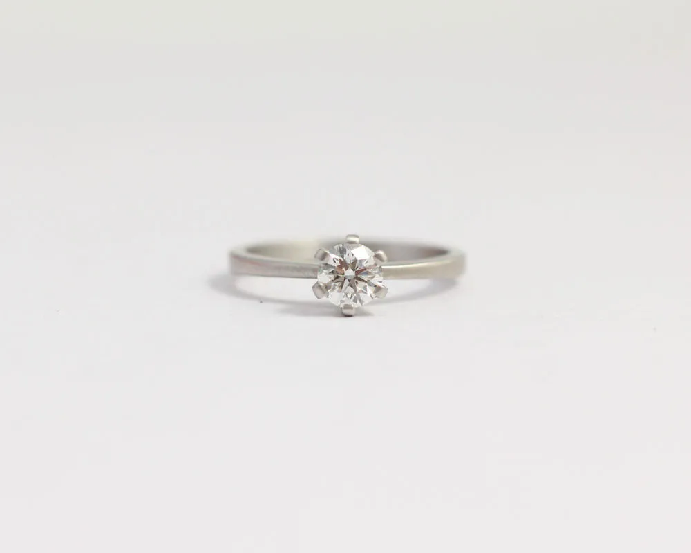 Platinum Engagement Ring with 6 Claw Set Ethical Diamond
