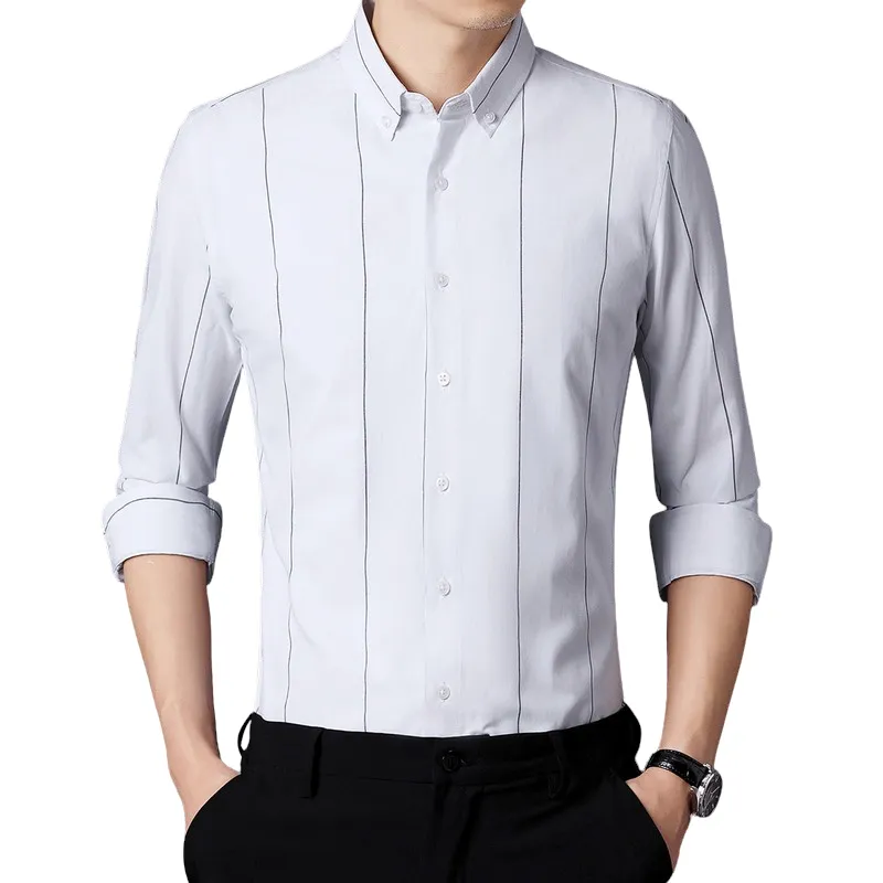 Pologize™ Long Sleeve Striped Business Shirt