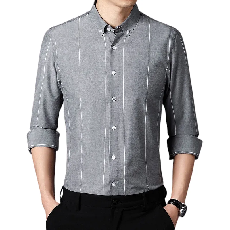 Pologize™ Long Sleeve Striped Business Shirt