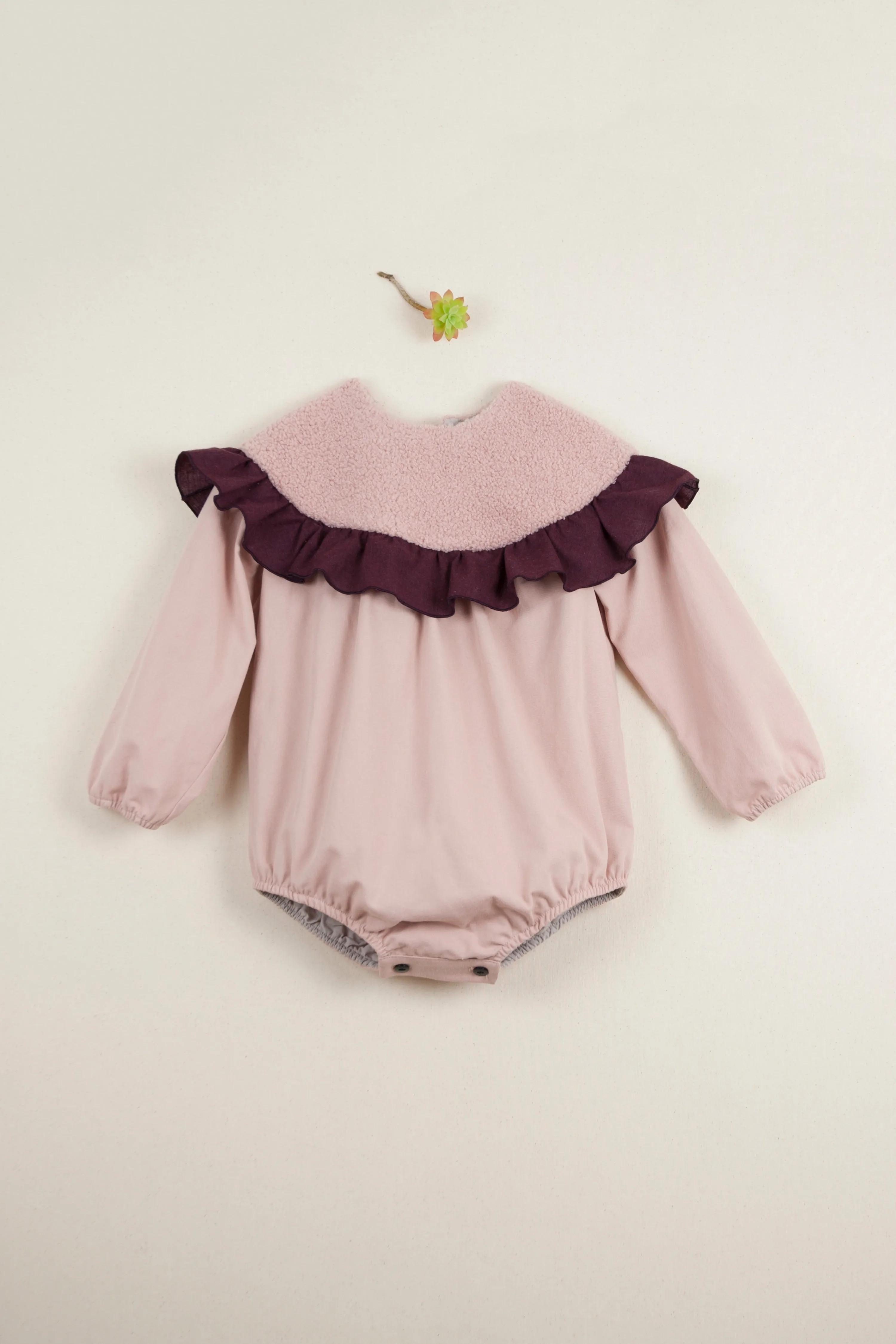 Popelin Pink Romper Suit With Yoke