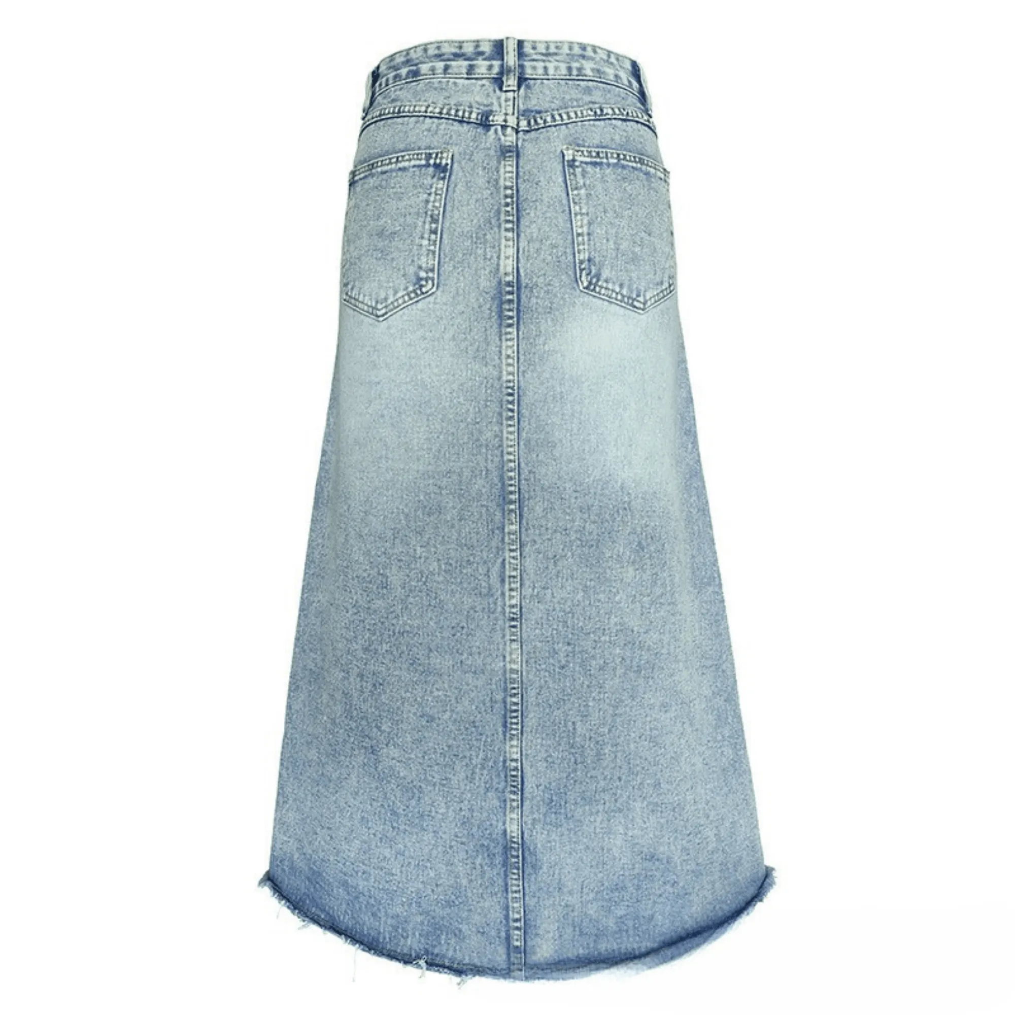 Pre Order:  Frayed Hem Denim Skirt