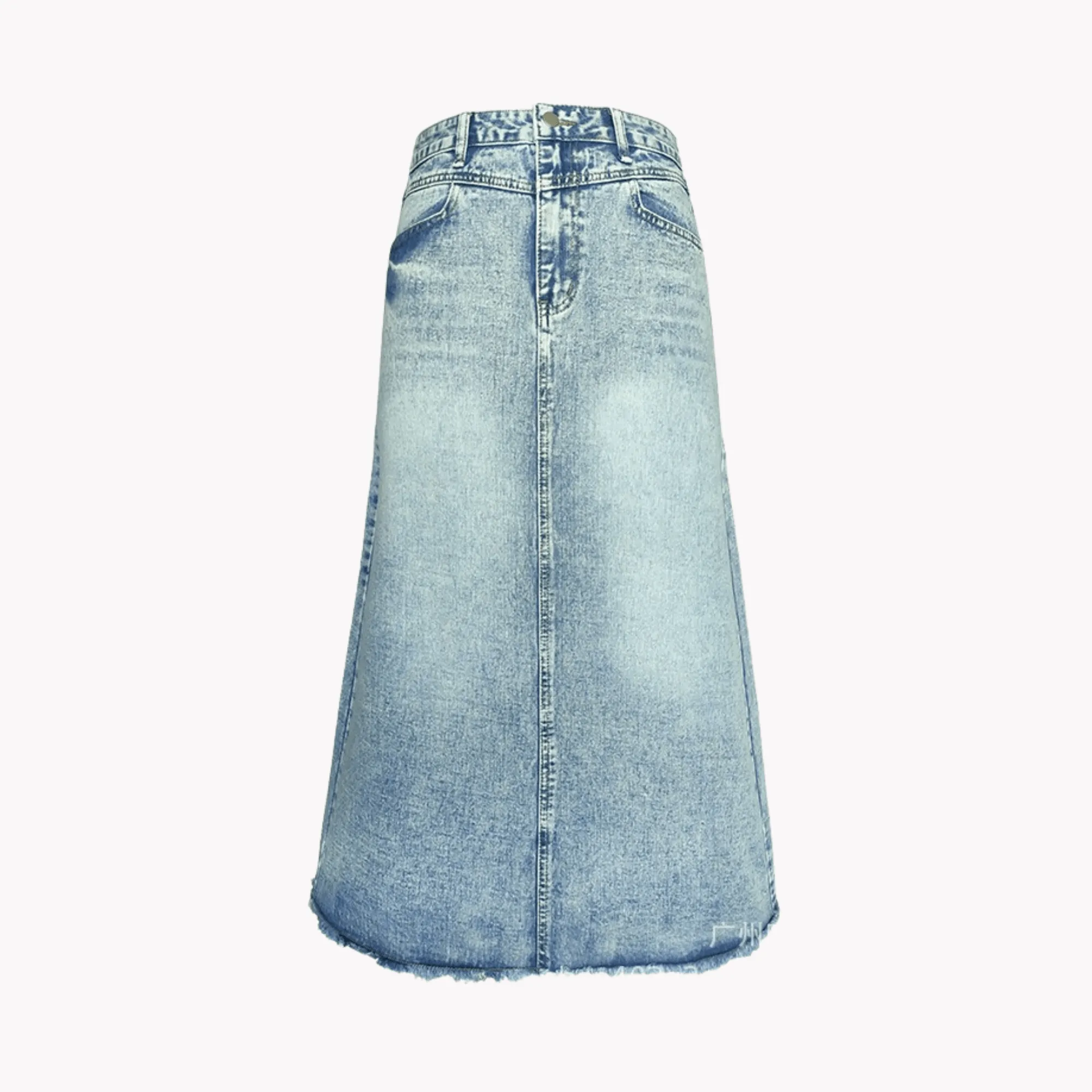 Pre Order:  Frayed Hem Denim Skirt