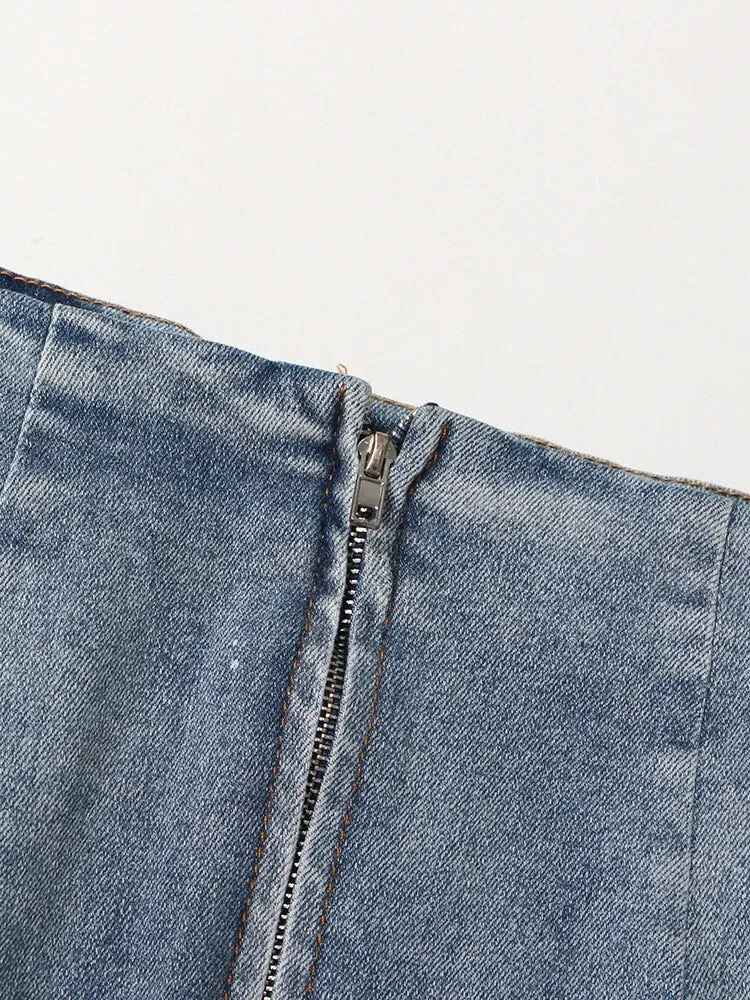 Pre Order:  High Waisted Ombre Denim Skirt